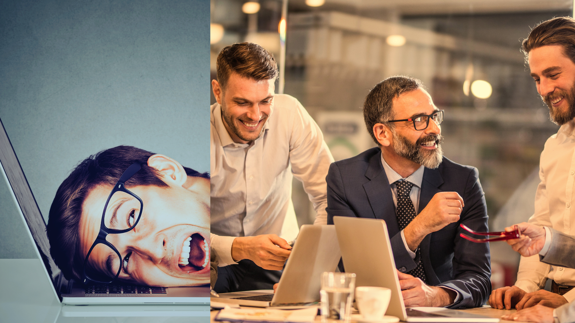 Stressed founder with laptop and charts